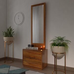 Premium Sheesham Dressing Table by Ganpati Arts Natural Finish