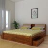 Solid Sheesham Wood Mayor Queen Size Bed with Storage