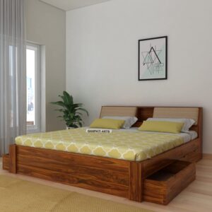 Solid Sheesham Wood Mayor Queen Size Bed with Storage
