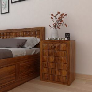 Premium Sheesham Wood Bedside Table with Storage