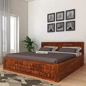 King Size Bed with Storage in Solid Wood – Ganpati Arts