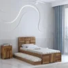 Ganpati Arts Solid Sheesham Wood Single Size Trundle Bed with 1 Extra Pullout Bed