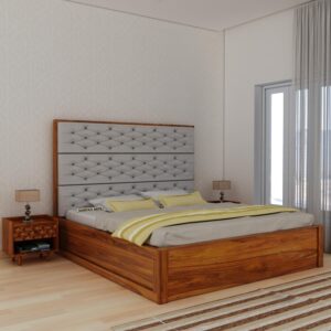 Ganpati Arts Sheesham Wood Queen Size Bed with Box Storage for Bedroom