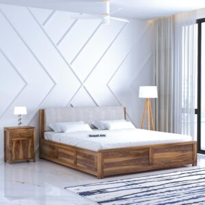 Ganpati Arts Solid Sheesham Wood King Size Boston Bed with Box Storage