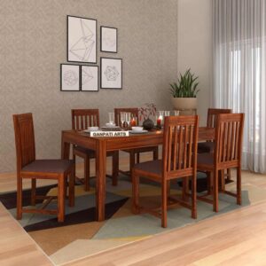 Ganpati Arts Solid Sheesham Wood 6 Seater Dining Table Set (Natural Finish)