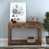 Ganpati Arts Sheesham Wood Console Table for Living Room  (Teak Finish)