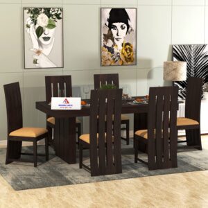 Solid Wooden Sheesham Wood Dining Table 6 Seater with Chair Set