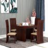 Wooden Solid Sheesham Wood 4 Seater Dining Table with Chairs Dining Table Set Furniture for Living Room Home (Mahogany)