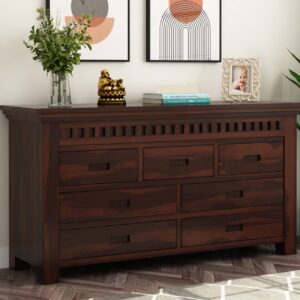 Solid Sheesham Wood Walnut Finish Chest of Drawer