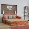 Solid Sheesham Wood Sofa Cum Bed Furniture Set with Storage and Cushions for Living Room