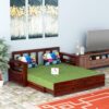 Sheesham Teak Wood 3 Seater Sofa Cums Bed for Home Sofa Cum Bed with Storage (Mahogany Finish)