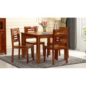 Sheesham Wood Dining Table 4 Seater Set with Chair