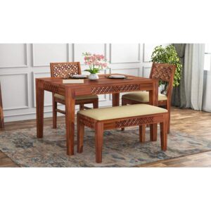 Sheesham Wood 4 Seater Dining Table Set with Chair