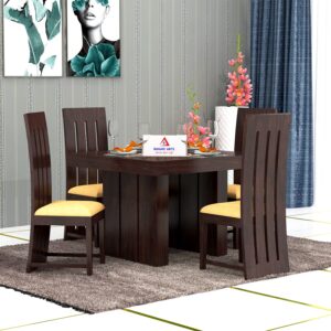 Wooden Solid Sheesham Wood Dining Table 4 Seater Dining Table with Chairs