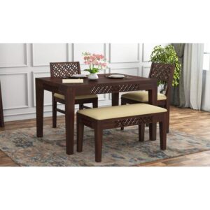 Sheesham Wood 4 Seater Dining Table Set with Chair