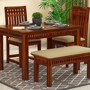 Sheesham Wood 4 Seater Dining Table Set with Chair