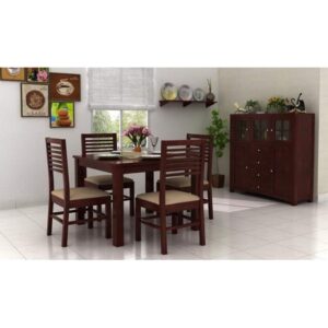 Solid Sheesham Wood Dining Table 4 Seater with Chair Set