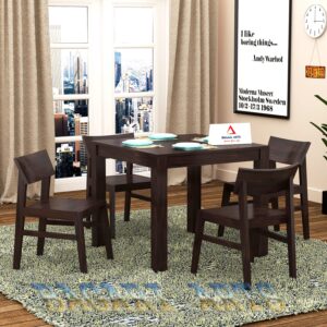 Wooden Solid Sheesham Wood 4 Seater Dining Table with Chairs Dining Table Set Furniture for Living Room Home - (Walnut Finish)