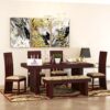 Solid Wood 6 Seater Dining Table Set
