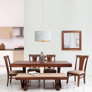 Sheesham Wood 6 Seater Dining Table with 4 Chair 1 Bench for Living Room Home Dining Room Set Furniture (Natural Brown Finish)