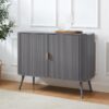 Wooden Sideboard Cabinet for Living Room | Side Board Crockery Cabinet with 2 Doors Storage for Dining, Drawing and Home Office | HDMR Premium Wood & Iron, Light Grey