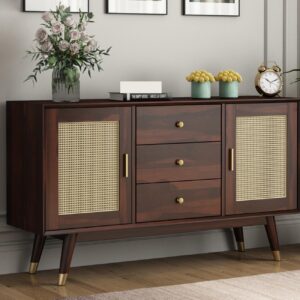 GCA1 WOODZONE Wooden Sideboard Cabinet for Living Room | Walnut Finish
