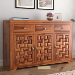 GCA1 WOODZONE Solid Sheesham Wood Sideboard | Honey Finish