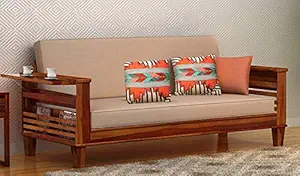 WOODTREND Solid Sheesham Wood Sofa Cum Bed for Living Room