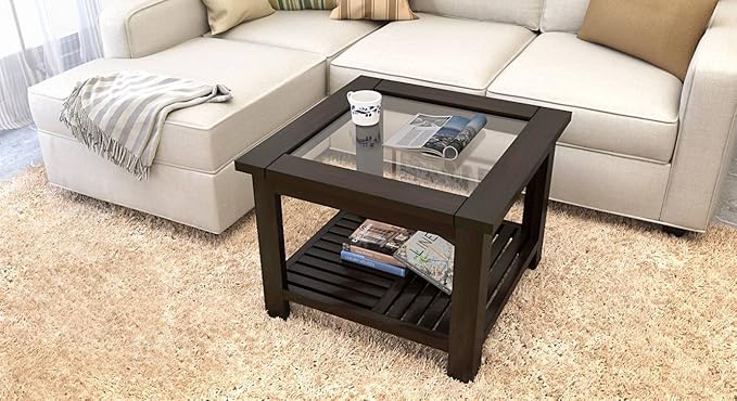 Solid Sheesham Wooden Square Coffee Table For Living Room