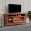 Sheesham Wood TV Stand with 2 Door and 2 Drower and Shelf Storage Entertainment Unit Tv Cabinet for Living Room Home (Natural Finish)