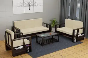 Home Furniture Sofa Set Sheesham Wood Sofa Set 6 Seater for Living Room | SofaSet 3+2+1 | Without Pillow, | 6 Seater,Walnut Finish