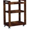 Bar Trolley Wooden | Solid Wood Bar Trolley | Folding Bar Serving Service Trolley | Style Rolling Storage Cabinet Trolley for Kitchen Bar Dining Room | Provincial Teak Finish