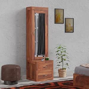 Sheesham Wood Dressing Table with Door Storage Solid Wood Dressing Table (Natural Finish)