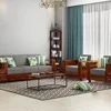 Tulsi Art WOODTREND Solid Sheesham Wood Sofa Set 5 Seater Furniture, Wooden 5 Seater Sofa Set, 3+1+1, Teak Wood Sofa Set Furniture Home Living Room with Cushions (Honey Finish) - Beige