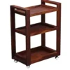 Bar Trolley Wooden | Solid Wood Bar Trolley | Folding Bar Serving Service Trolley | Style Rolling Storage Cabinet Trolley for Kitchen Bar Dining Room | Honey Oak Finish
