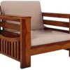 Wooden Solid Sheesham Wood Sofa 1 Seater for Living Room | Living Room Home | Sofa 1Seater Honey Finish