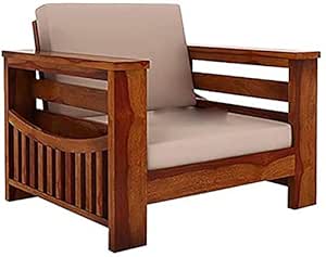 Wooden Solid Sheesham Wood Sofa 1 Seater for Living Room | Living Room Home | Sofa 1Seater Honey Finish