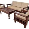 Tulsi Art WOODTREND Solid Sheesham Wood 5 Seater Furniture Sofa Set with Cushions (3+1+1, Brown, Teak Finish)
