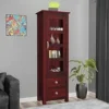 Wood Book Shelf for Home Library || Wooden Book Shelf Cabinet with Glass Door Storage || Home Furniture Kitchen Cabinet Crockery Unit || Bookcase,Mahogany Finish