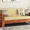 Teak Wood Sofa Set 3 Seater Living Room | Sheesham Wood Home Office Furniture | Without Pillow | Honey Finish