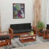 Home Furniture Sofa Set Wood Sofa Set 5 Seater for Living Room | Wooden Furniture | Sofa Set 3+1+1 | Without Pillow, | 5 Seater,Honey Finish