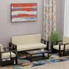 Home Furniture Sheesham Wood SofaSet 5 Seater for Living Room | Sofa Set 3+1+1 | Without Pillow, | 5 Seater,Walnut Finish
