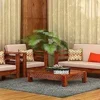 Parker Wooden 5 Seater Sofa Set Home Living Room |Solid Wood Sofa Set 3+1+1 | Furniture Sheesham Wood Sofa Set | Without Pillow | Cream Cushions| Honey Finish