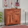 Home Furniture Wood Kitchen Crockery Cabinet Glass Door Storage Cabinet Unit || Kitchen Cabinets & Sideboards (Natrural Finish)
