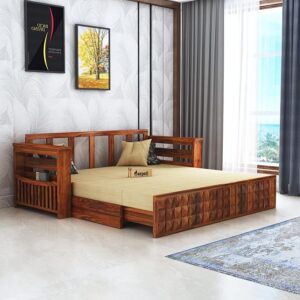 Wooden Sofa Cum Bed 3 Seater in Sheesham Wood | Ganpati Arts