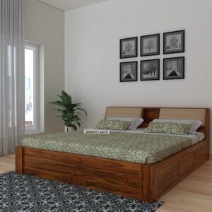 Queen Size Bed with Storage in Sheesham Wood | Ganpati Arts