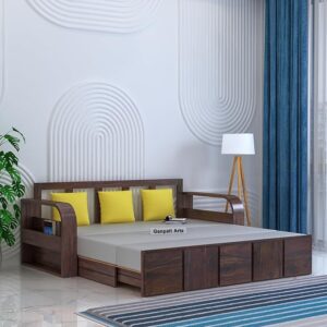 Sofa Cum Bed Wooden with Storage | Ganpati Arts Sheesham Wood