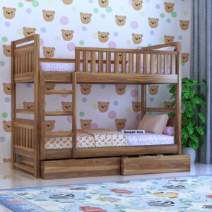 Wooden Bunk Beds with Storage in Sheesham Wood | Ganpati Arts