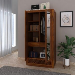Wooden Wardrobe with Drawer in Solid Wood – Modern Design