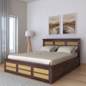 Ganpati Arts King Size Bed with Box Storage (Walnut Finish)